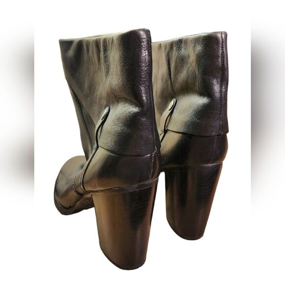 Franco Sarto Boots Leather Black Ankle Cuff Sexy Indie MOTO Whimsigoth Heel‎ 10 - Picture 5 of 15